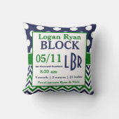 Groen blauw Aankondiging Baby Pillow Kussen (Voorkant)