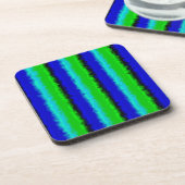 Groen blauw abstract 3D regenboogpatroon Bier Onderzetter (Linkerzijde)