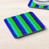 Groen blauw abstract 3D regenboogpatroon Bier Onderzetter (Linkerzijde)