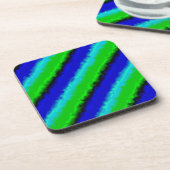 Groen blauw abstract 3D regenboogpatroon Bier Onderzetter (Linkerzijde)