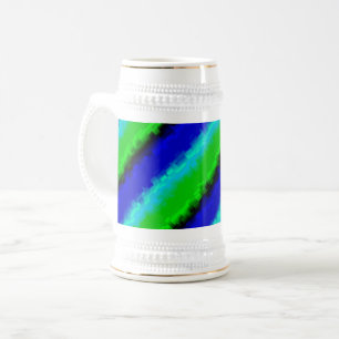 Groen blauw abstract 3D regenboogpatroon Bierpul