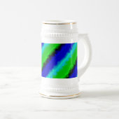 Groen blauw abstract 3D regenboogpatroon Bierpul (Voorkant rechts)