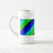Groen blauw abstract 3D regenboogpatroon Bierpul (Links)
