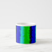 Groen blauw abstract 3D regenboogpatroon Espresso Kop (Voorkant)