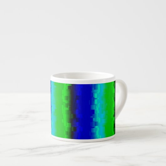 Groen blauw abstract 3D regenboogpatroon Espresso Kop (Voorkant rechts)