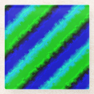 Groen blauw abstract 3D regenboogpatroon Glazen Onderzetter