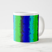 Groen blauw abstract 3D regenboogpatroon Grote Koffiekop (Voorkant rechts)