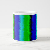 Groen blauw abstract 3D regenboogpatroon Grote Koffiekop (Voorkant)