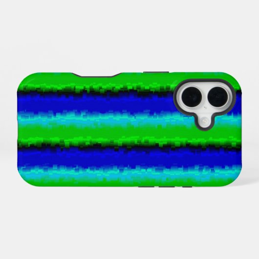 Groen blauw abstract 3D regenboogpatroon iPhone 16 Hoesje (Achterkant horizontaal)