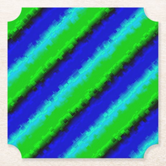 Groen blauw abstract 3D regenboogpatroon Kartonnen Onderzetters (Voorkant)
