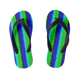 Groen blauw abstract 3D regenboogpatroon Kinder Teenslippers