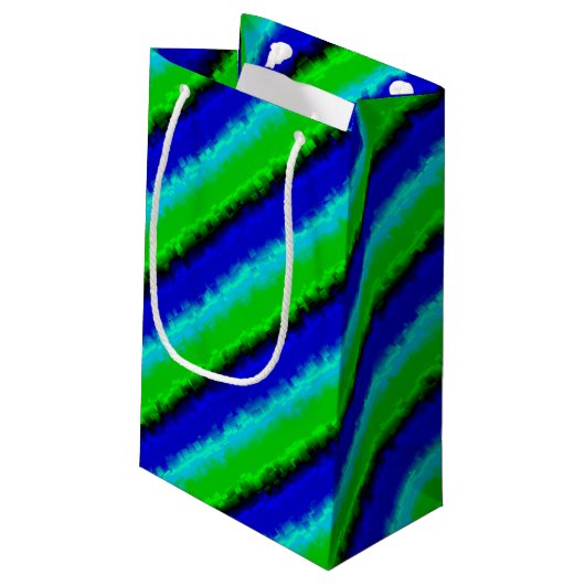 Groen blauw abstract 3D regenboogpatroon Klein Cadeauzakje (Achterkant Gekanteld)
