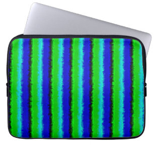 Groen blauw abstract 3D regenboogpatroon Laptop Sleeve