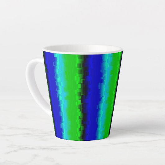 Groen blauw abstract 3D regenboogpatroon Latte Mok (Linkerhoek)