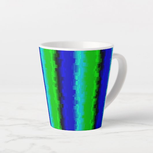Groen blauw abstract 3D regenboogpatroon Latte Mok (Rechterhoek)