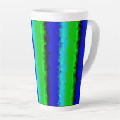 Groen blauw abstract 3D regenboogpatroon Latte Mok (Rechterhoek)