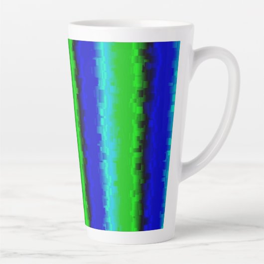 Groen blauw abstract 3D regenboogpatroon Latte Mok (Rechts)