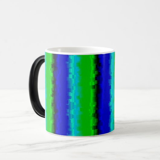 Groen blauw abstract 3D regenboogpatroon Magische Mok (Voorkant links)