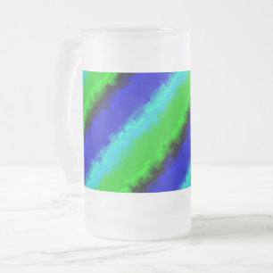 Groen blauw abstract 3D regenboogpatroon Matglas Bierpul