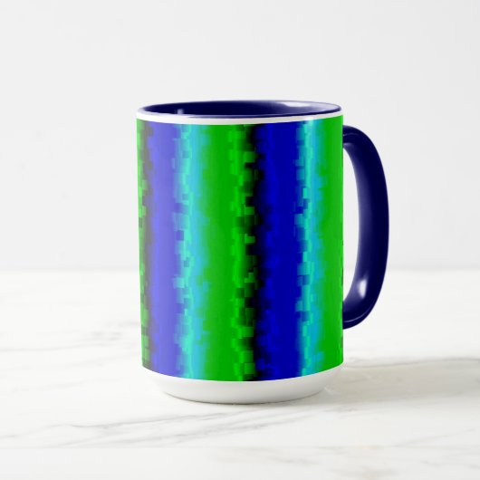 Groen blauw abstract 3D regenboogpatroon Mok (Voorkant rechts)