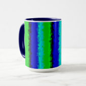 Groen blauw abstract 3D regenboogpatroon Mok (Voorkant links)