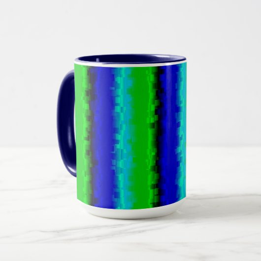 Groen blauw abstract 3D regenboogpatroon Mok (Voorkant links)