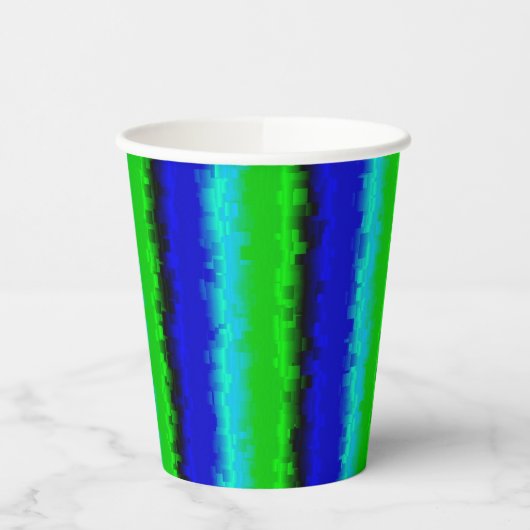 Groen blauw abstract 3D regenboogpatroon Papieren Bekers (Links)