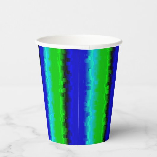 Groen blauw abstract 3D regenboogpatroon Papieren Bekers (Rechts)