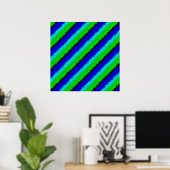 Groen blauw abstract 3D regenboogpatroon Poster (Thuiskantoor)