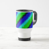 Groen blauw abstract 3D regenboogpatroon Reisbeker (Voorkant rechts)