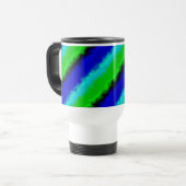 Groen blauw abstract 3D regenboogpatroon Reisbeker (Voorkant links)