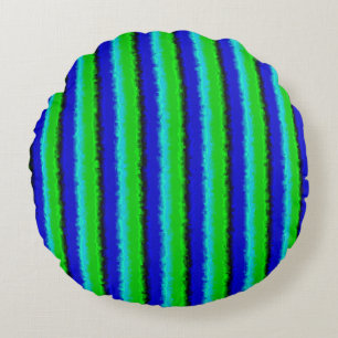 Groen blauw abstract 3D regenboogpatroon Rond Kussen