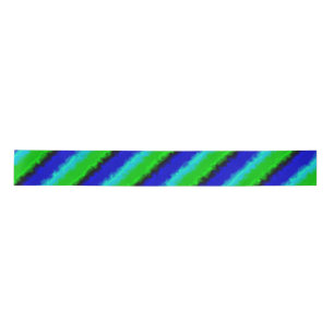 Groen blauw abstract 3D regenboogpatroon Satijnen Lint