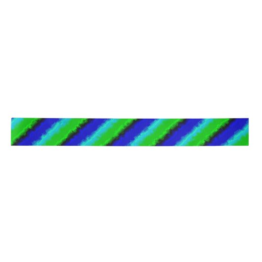 Groen blauw abstract 3D regenboogpatroon Satijnen Lint (Voorkant)