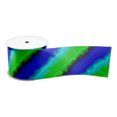 Groen blauw abstract 3D regenboogpatroon Satijnen Lint (Spoel)