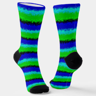 Groen blauw abstract 3D regenboogpatroon Sokken
