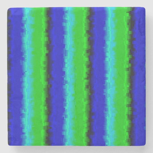 Groen blauw abstract 3D regenboogpatroon Stenen Onderzetter (Voorkant)