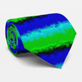Groen Blauw abstract 3D regenboogpatroon Stropdas (Opgerold)