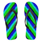 Groen blauw abstract 3D regenboogpatroon Teenslippers (Voetbed)