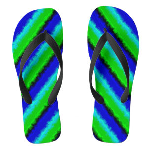 Groen blauw abstract 3D regenboogpatroon Teenslippers