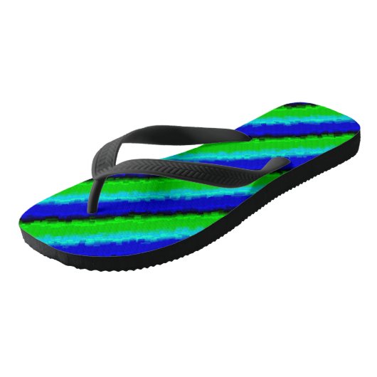 Groen blauw abstract 3D regenboogpatroon Teenslippers (Schuin)