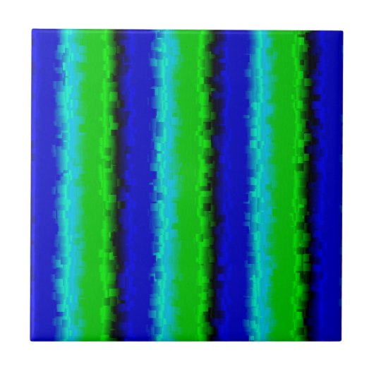 Groen blauw abstract 3D regenboogpatroon Tegeltje (Voorkant)