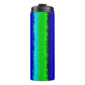 Groen blauw abstract 3D regenboogpatroon Thermosbeker (Voorkant)