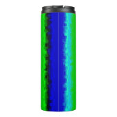 Groen blauw abstract 3D regenboogpatroon Thermosbeker (Achterkant)