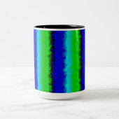 Groen blauw abstract 3D regenboogpatroon Tweekleurige Koffiemok (Center)