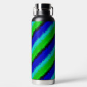 Groen blauw abstract 3D regenboogpatroon Waterfles (Voorkant)