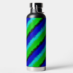 Groen blauw abstract 3D regenboogpatroon Waterfles