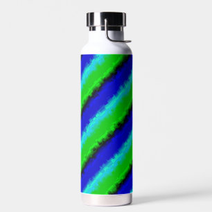 Groen blauw abstract 3D regenboogpatroon Waterfles