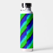 Groen blauw abstract 3D regenboogpatroon Waterfles (Rechts)