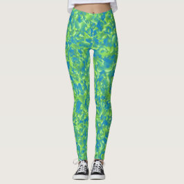 Groen Blauw Abstract Geometrisch Patroon Leggings